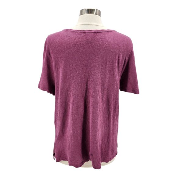 Scotch & Soda Maison Scotch Womens Medium Top Linen Short Sleeve Purple T-Shirt - Picture 4 of 8